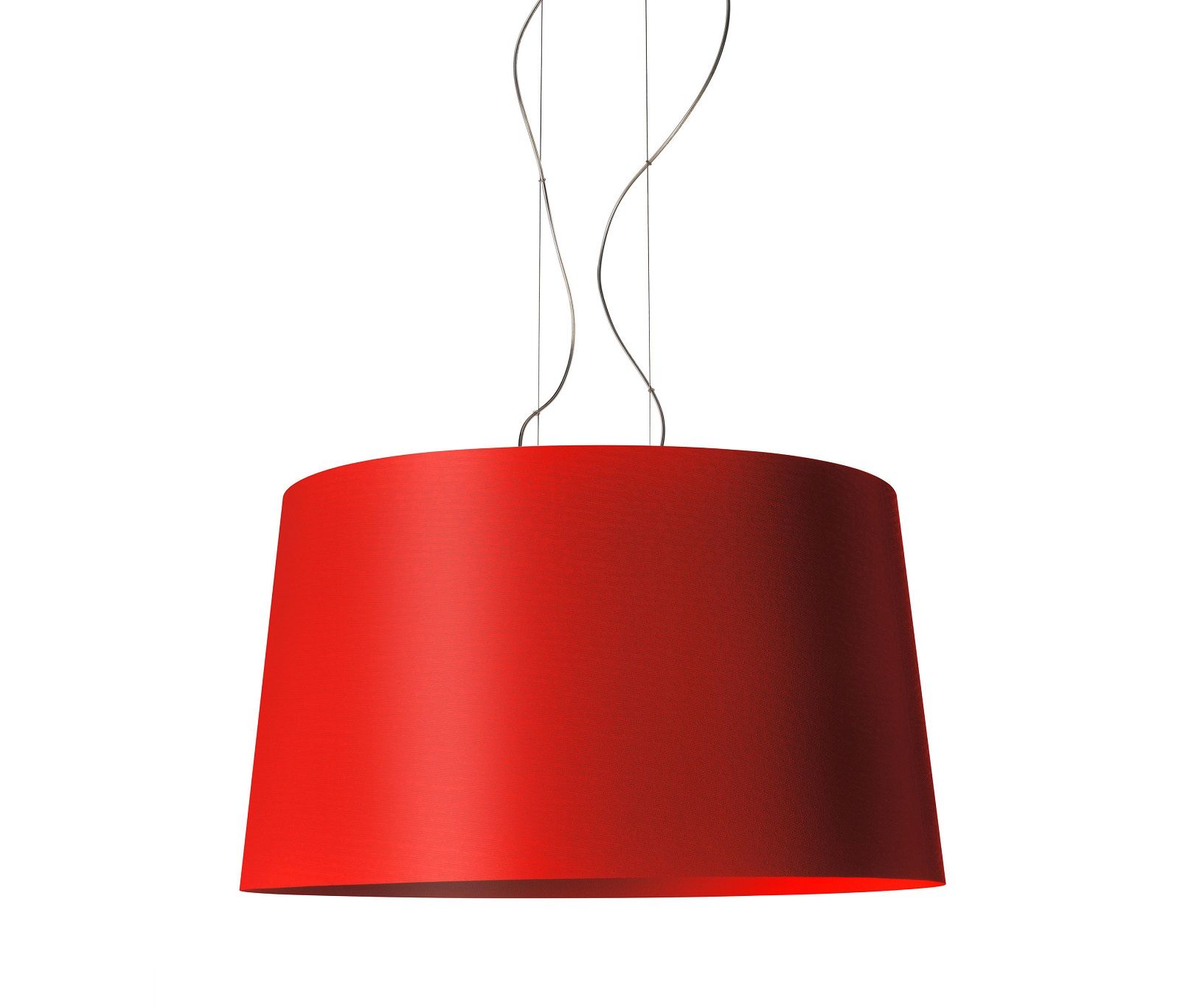 Nahaufnahme der modernen Twice as Twiggy Pendelleuchte von Foscarini in Purpurrot, Hängelampe für Wohnzimmer und Esszimmer.