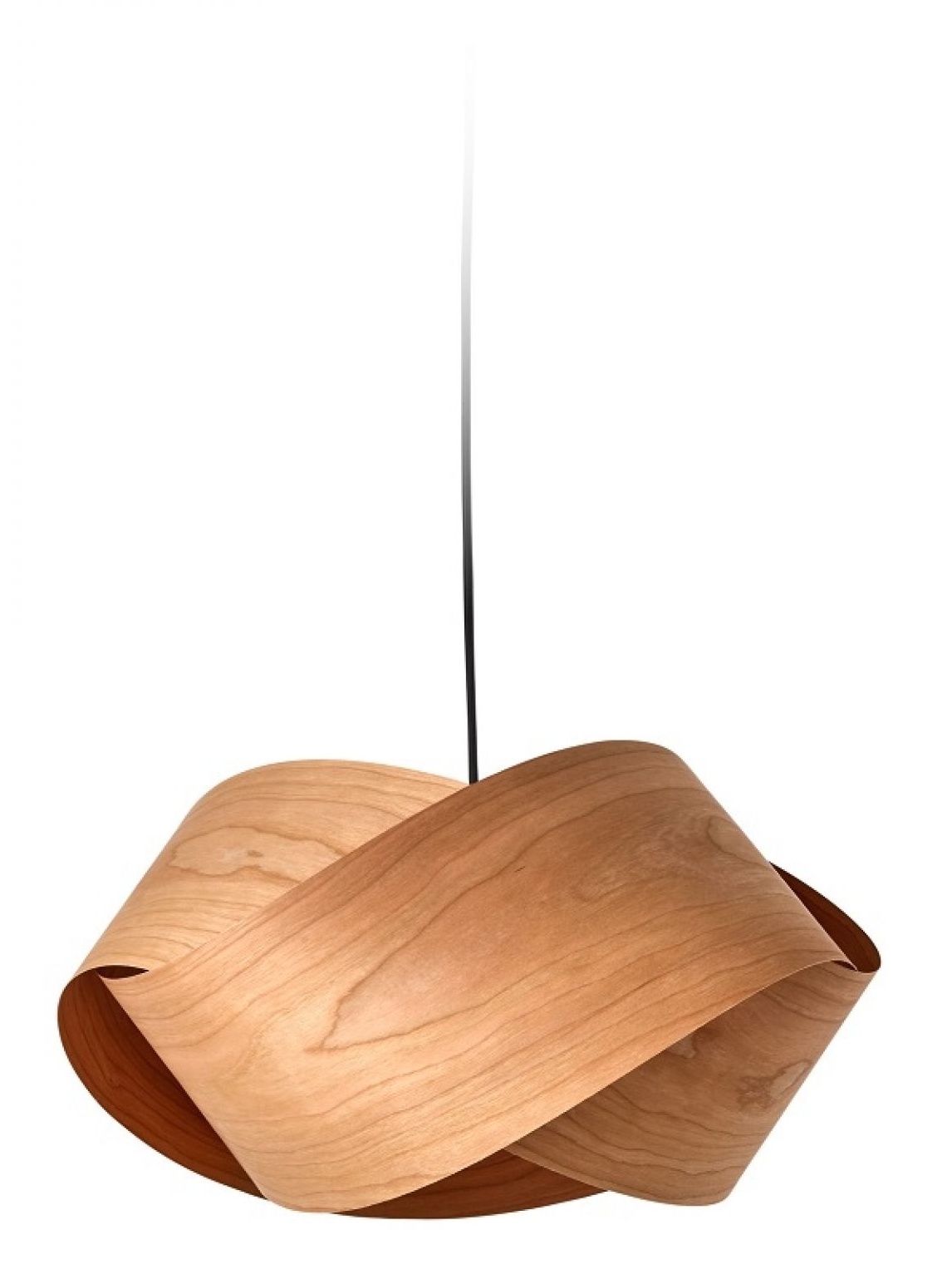 Nut Suspension hanglamp met kabel en kap ZWART / kap in kersenhout LZF Lamps UNIEK EXEMPLAAR