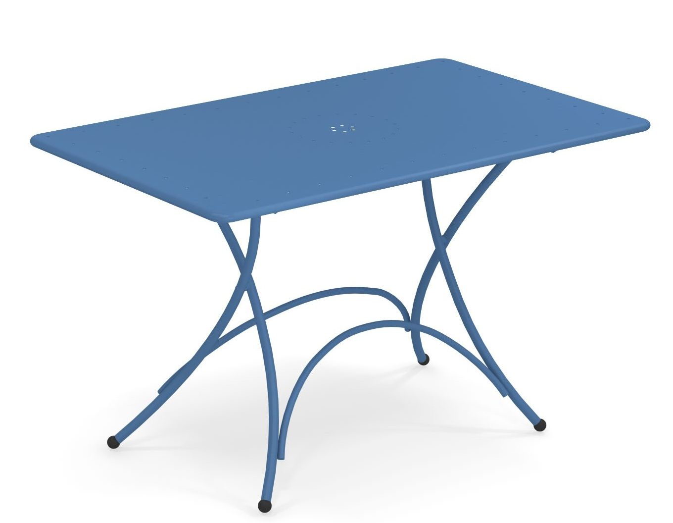 Blauer Pigalle Klapptisch von Emu für den Außenbereich, rechteckig, mit filigranem Stahlgestell.