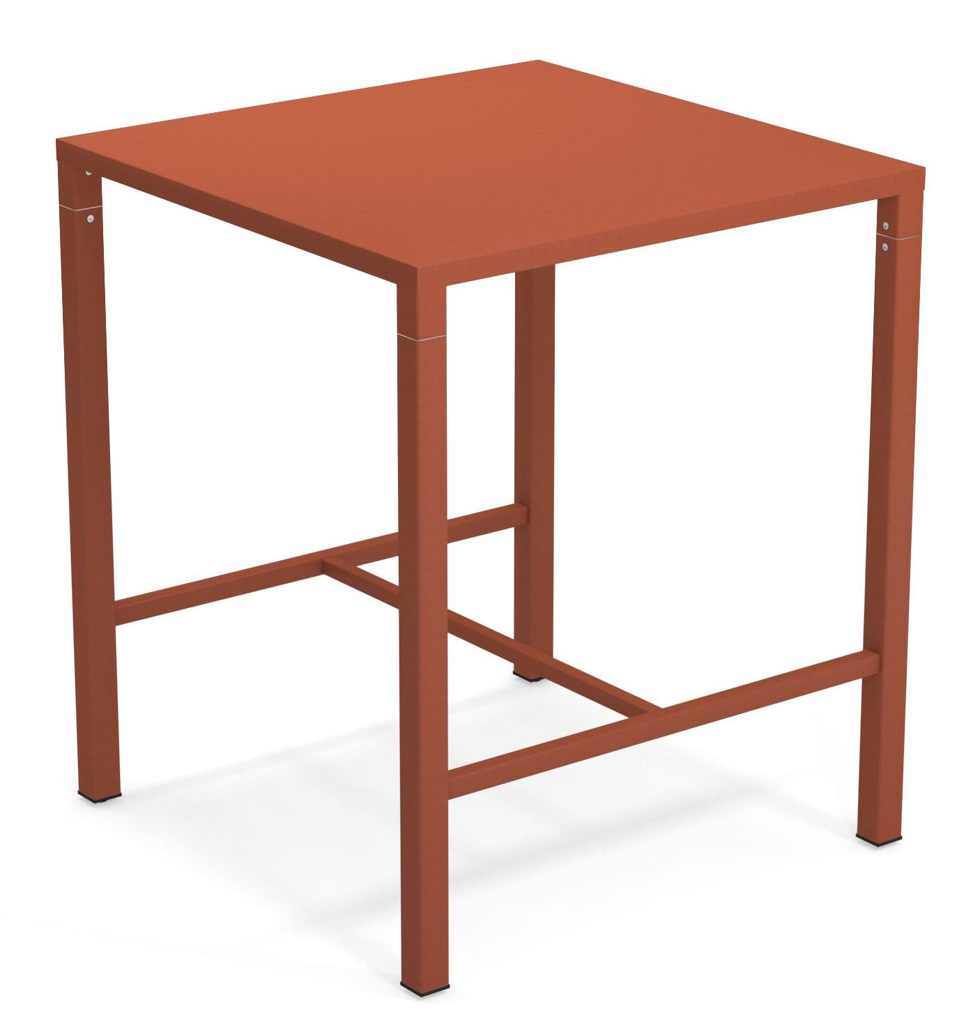 Quadratischer, kupferfarbener Nova Hochtisch von Emu für den Außenbereich, modernes Design mit minimalistischem Stahlgestell.