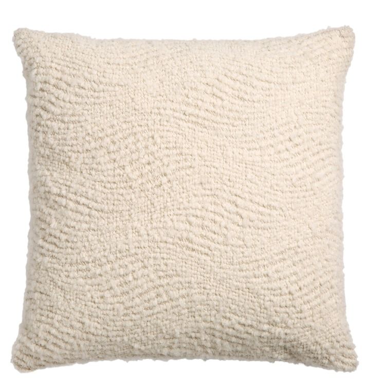 Ethnicraft Wave Cushion Kissen 50x50 cm, quadratisches Dekokissen in Wollweiß mit gewebter Textur für Wohnzimmer und Schlafzimmer.