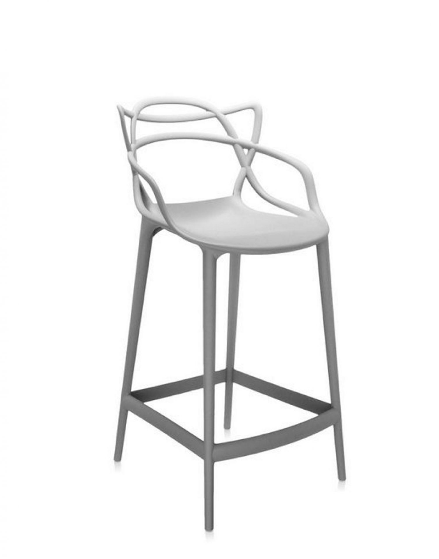 Weißer Masters Barhocker von Kartell mit Armlehnen und filigranem Design für Küche oder Bar.