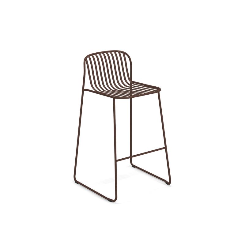 Brauner Riviera Barhocker von Emu aus Stahl, ideal für den Außenbereich und die Gastronomie.