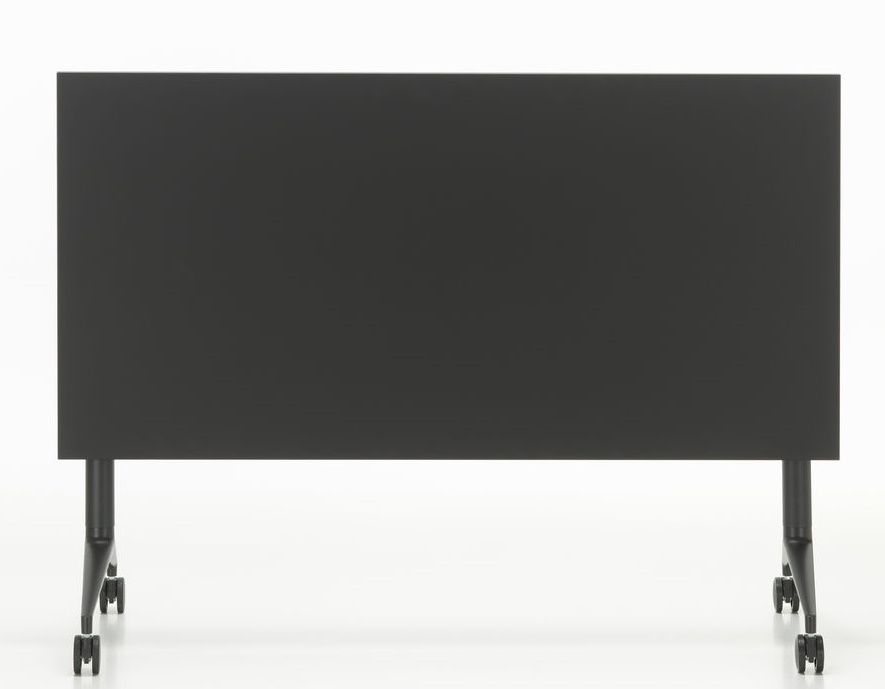 Vitra MedaMorph Klapptisch in Schwarz, gesehen von vorne, ideal für Büro und Konferenz.