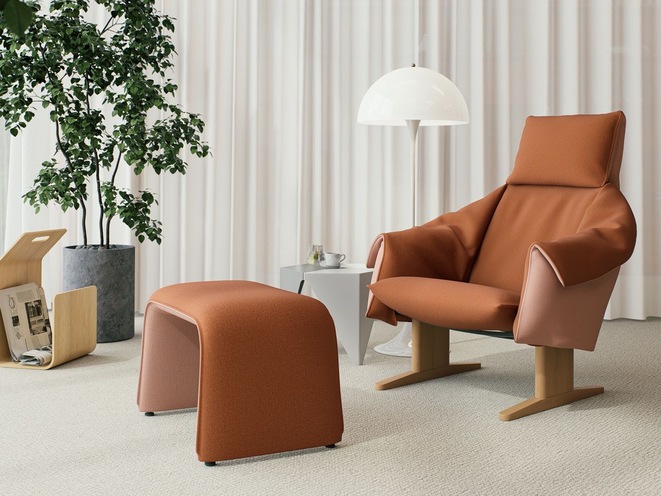 Bascule Fauteuil met hoge rugleuning en bank Vitra