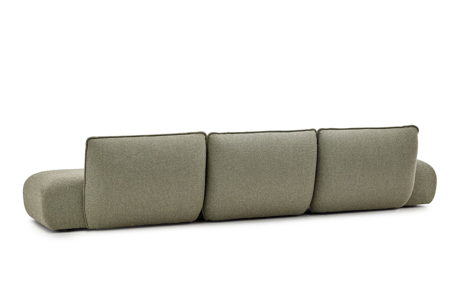 Mia Sofa von Freifrau Manufaktur, graues modulares Sofa mit Rückenlehne, Stoffbezug, modernes Wohnzimmer Design.