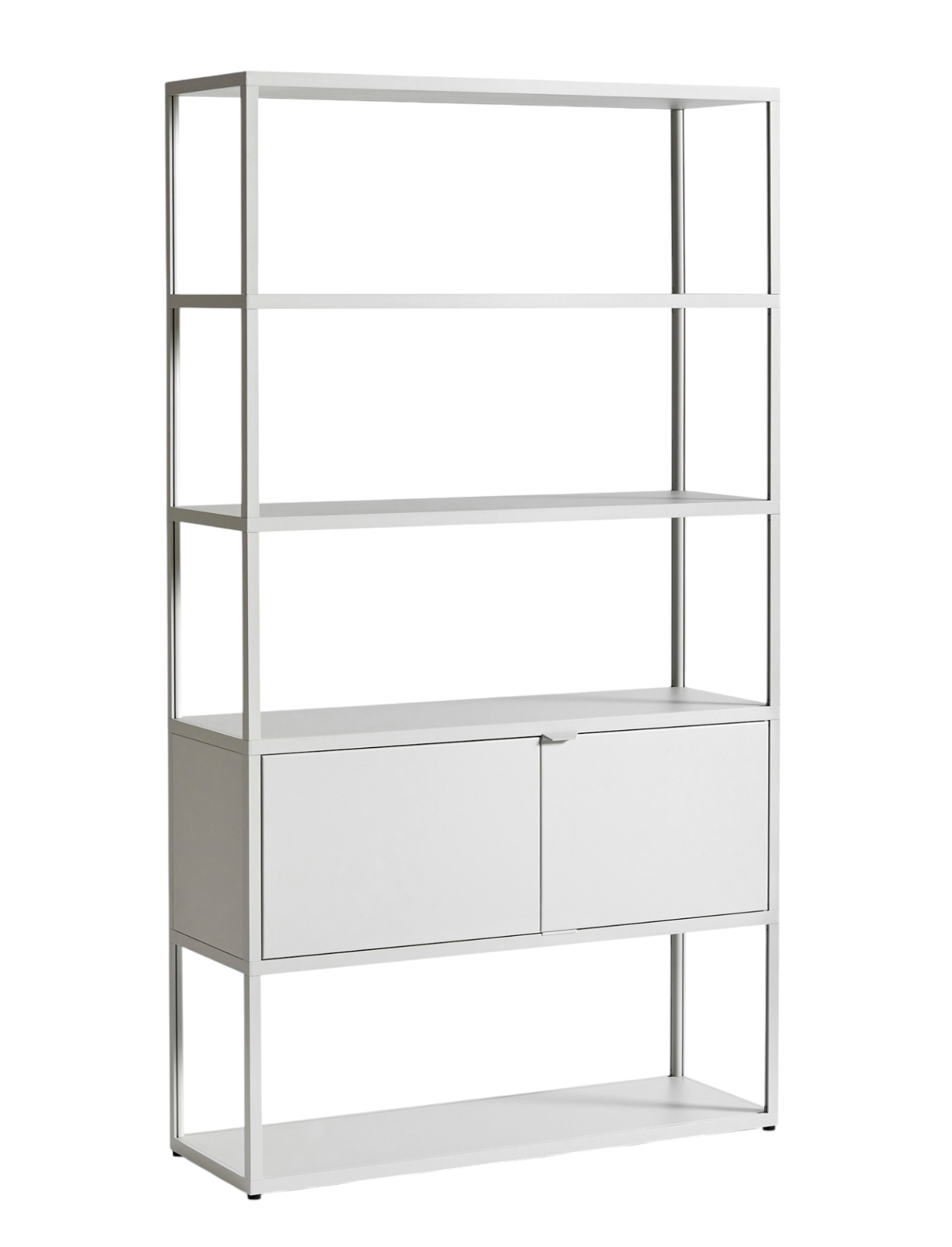 New Order Sideboard in Hellgrau: Moderne Wandkombination mit Regalen und Schrankfächern für Wohnraumgestaltung.