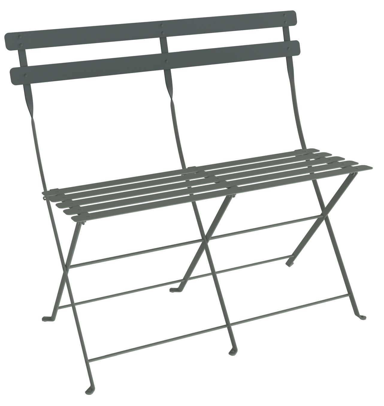 Fermob Bistro Klappbank für zwei Personen, Gartenmöbel aus Metall in Anthrazit, ideal für Balkon und Terrasse.