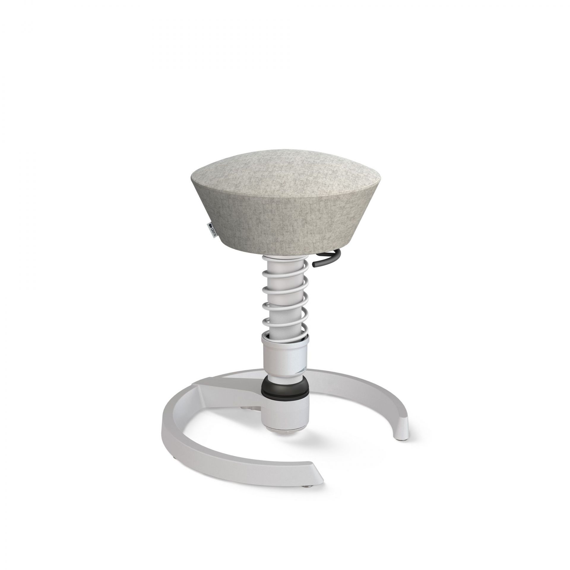 Aeris Swopper Bürostuhl mit Federung und grauem Bezug, ergonomischer Hocker für dynamisches Sitzen.