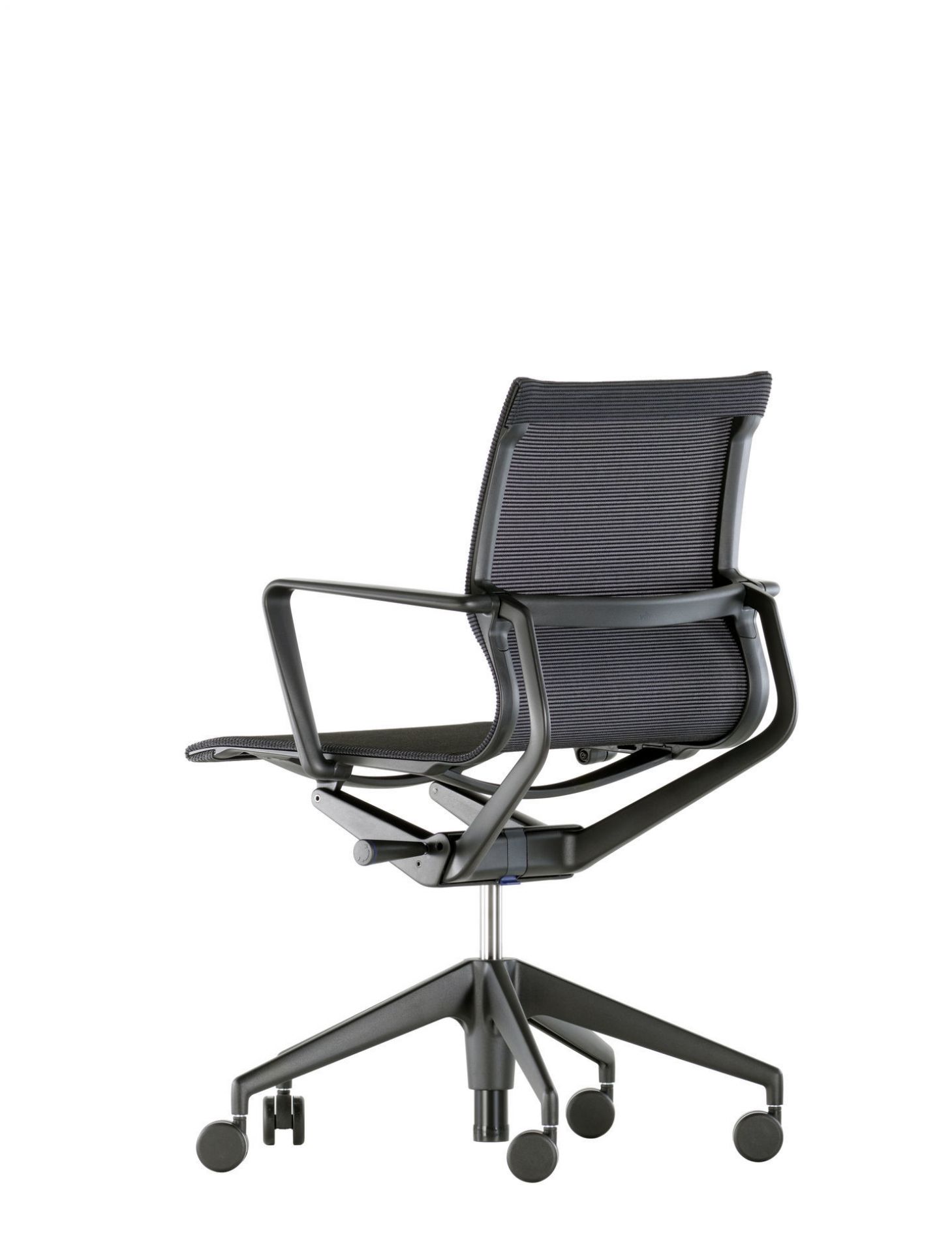 Schwarzer Physix Bürodrehstuhl von Vitra mit Netzbezug, ergonomisch und modern für das Büro.