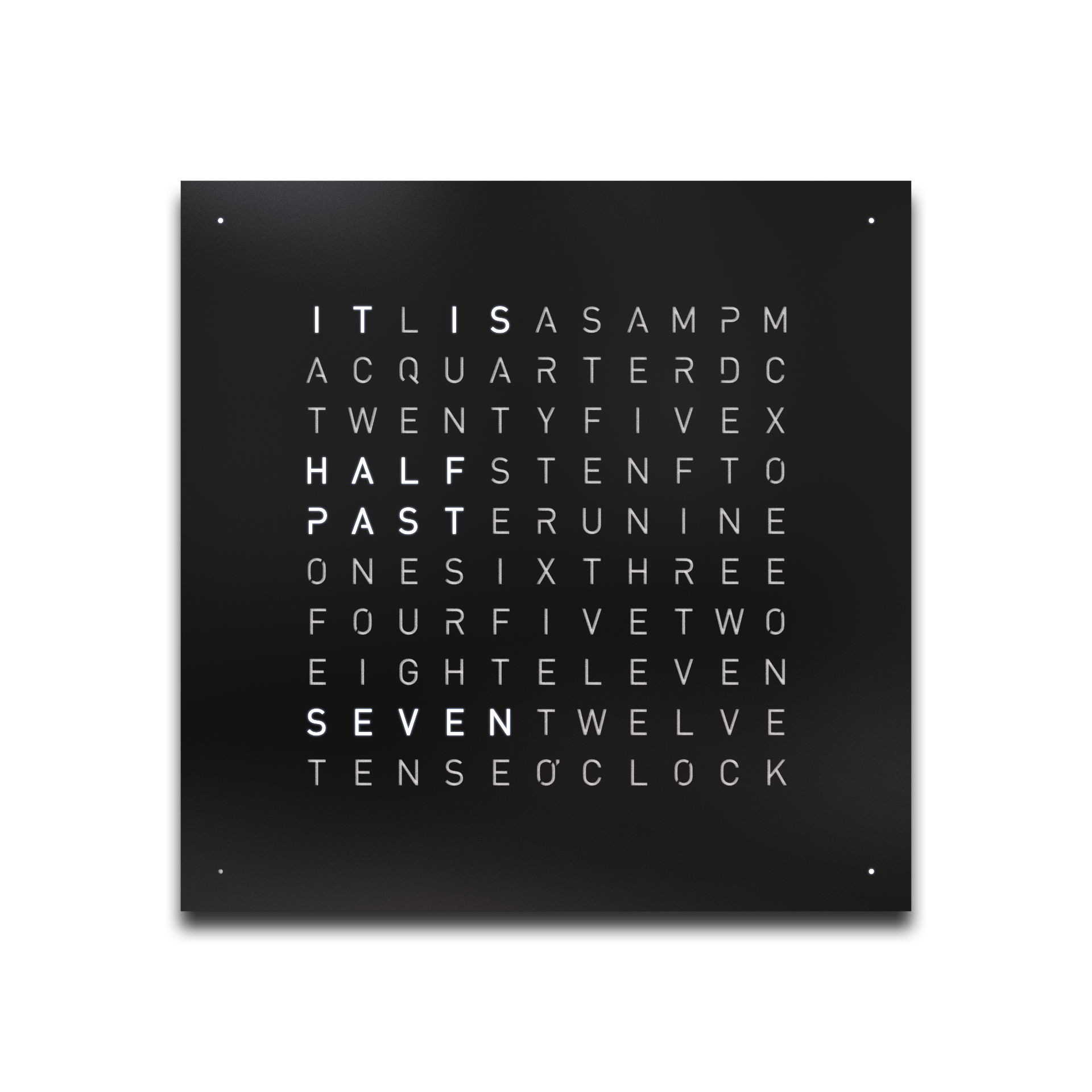 Voorpagina voor Earth 45 wandklok Engels QLOCKTWO