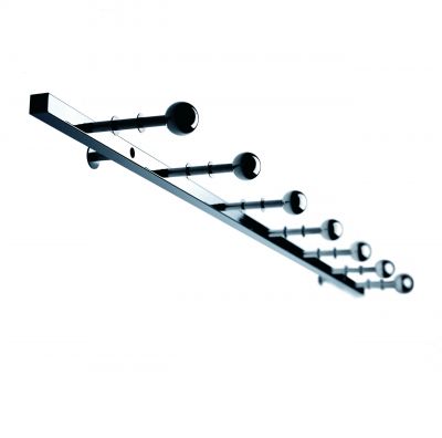 Moderne Garderobe Z mit verchromten Kugeln als Haken, Wandgarderobe für Flur und Eingangsbereich.
