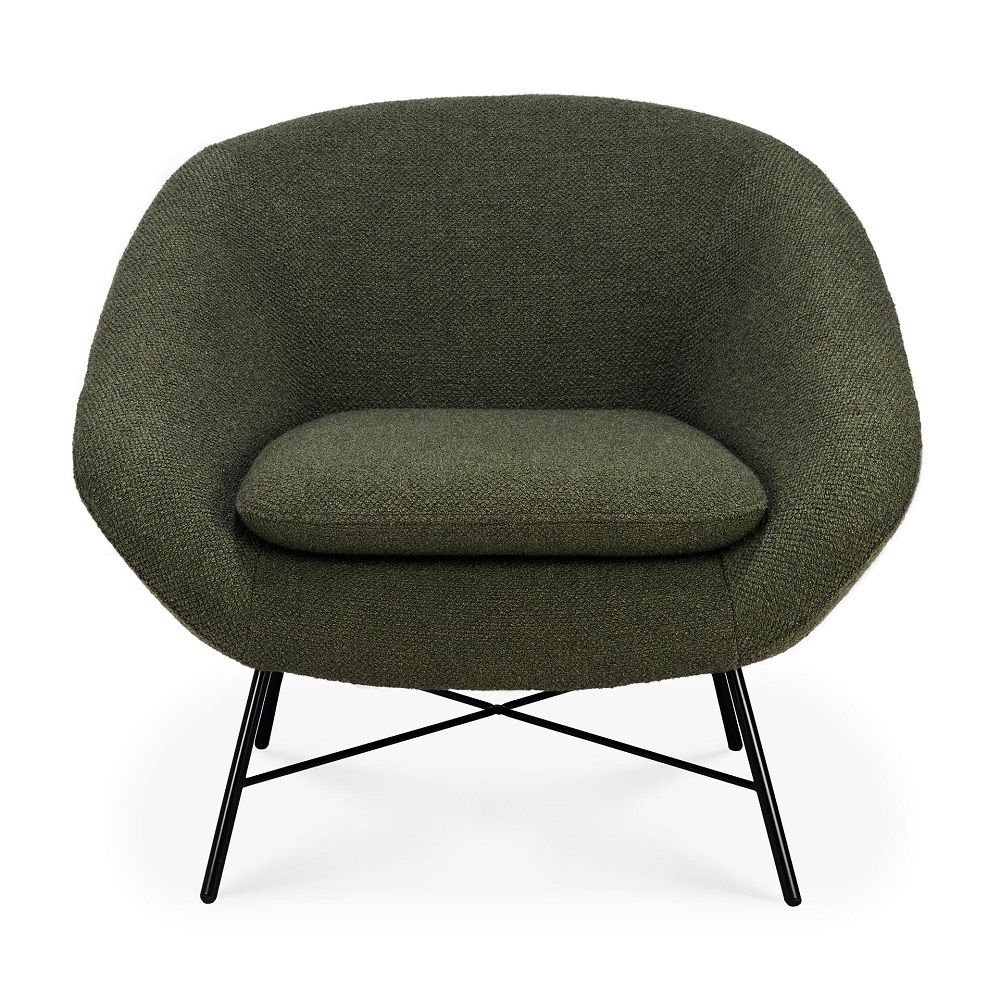 Barrow Sessel von Ethnicraft in Grün mit schwarzen Metallbeinen, moderner Polstersessel.