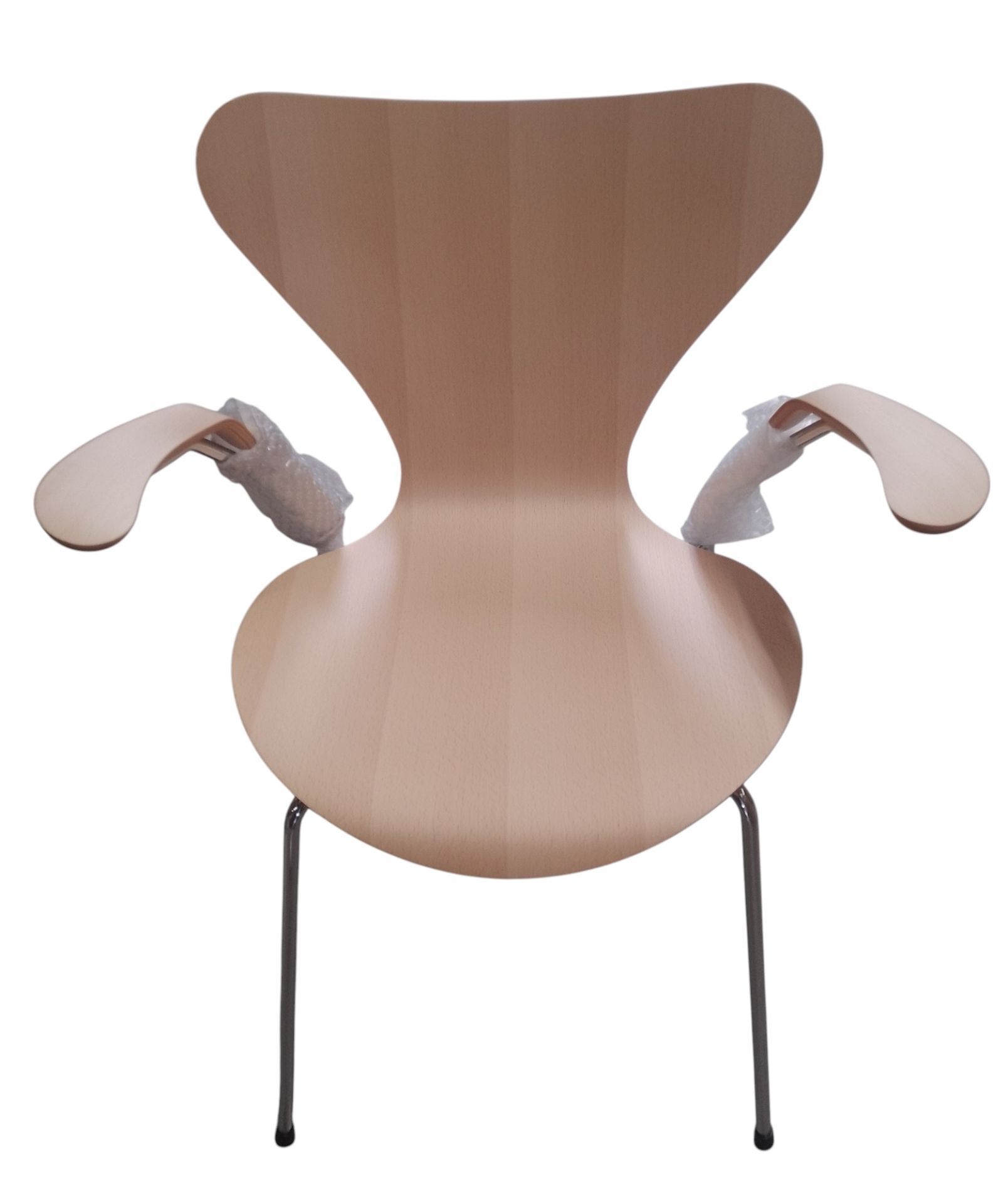 Zevenzits fauteuil 3207 beuken, blank gelakt fineer / VERCHROOMD Fritz Hansen UNIEKE STUKKEN