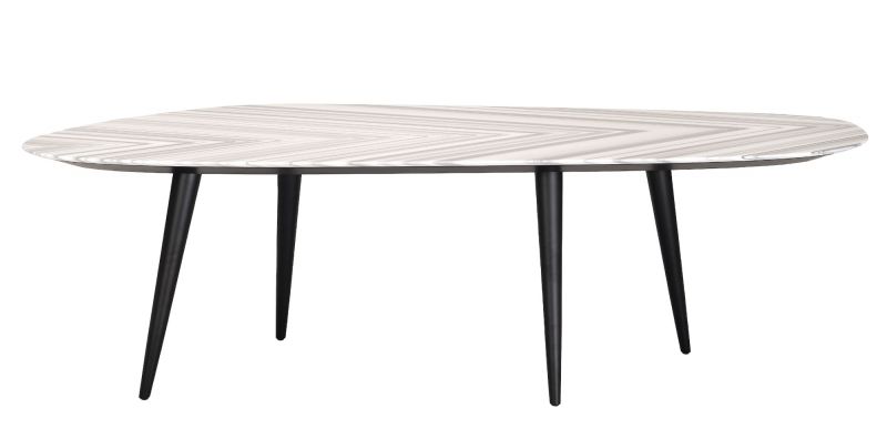 Zanotta Esstisch mit Marmorplatte und schwarzen Beinen. Moderner Tisch für Esszimmer.