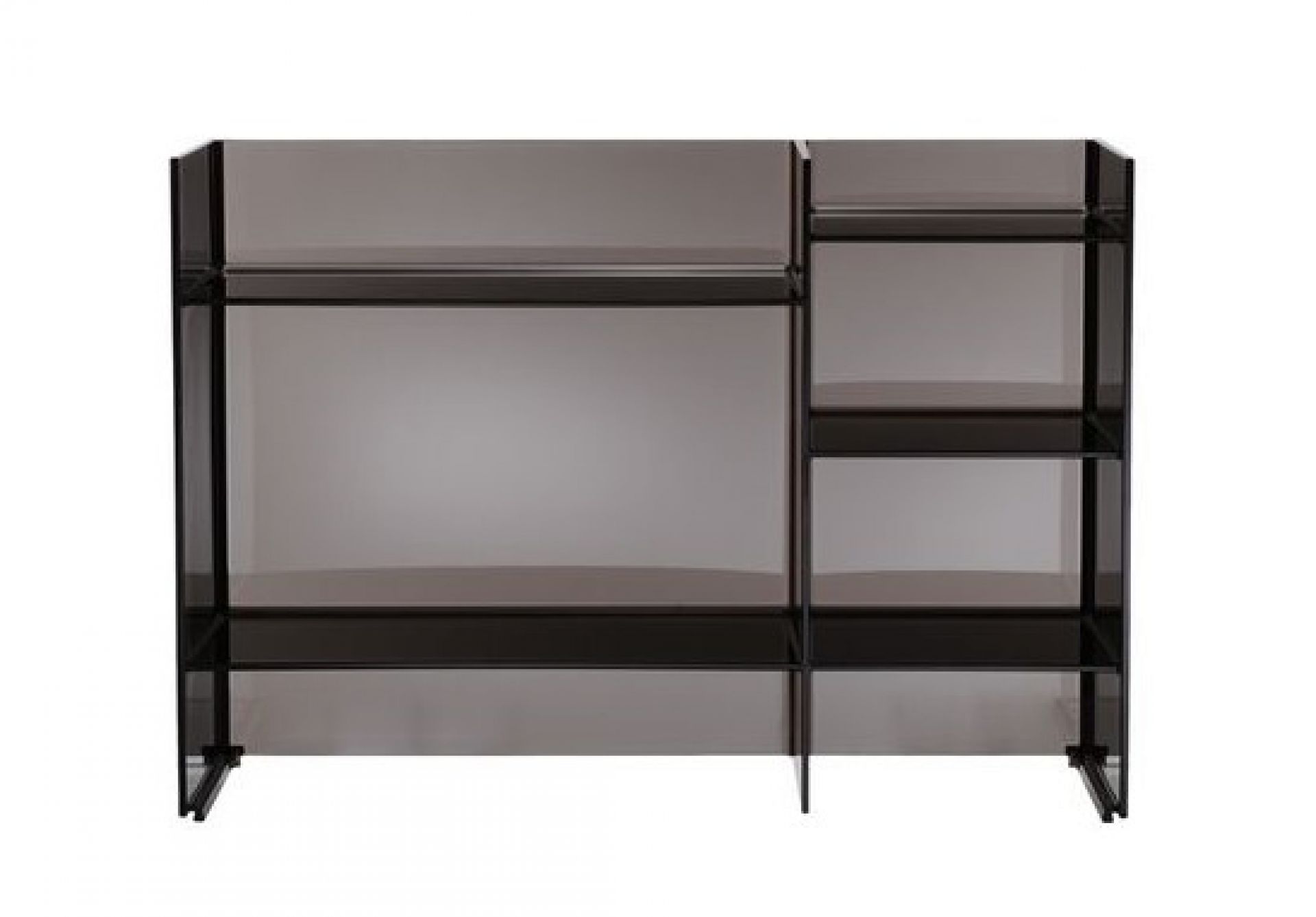 Kartell Sound-Rack Regalsystem in Rauchglas-Optik: Modernes modulares Regalsystem für Wohnzimmer und Büro.