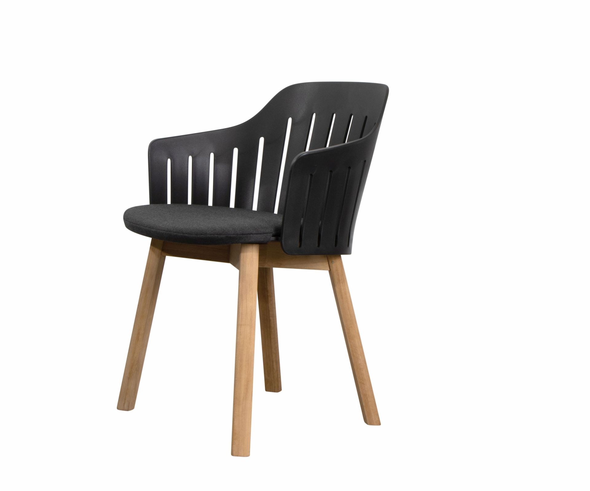 Choice Outdoor-stoel met teakhouten frame, 4 poten, zwart, Cane-Line