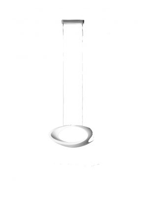 Cabildo LED Pendelleuchte von Artemide: Moderne Hängelampe mit ringförmigem, weißem Lampenschirm.