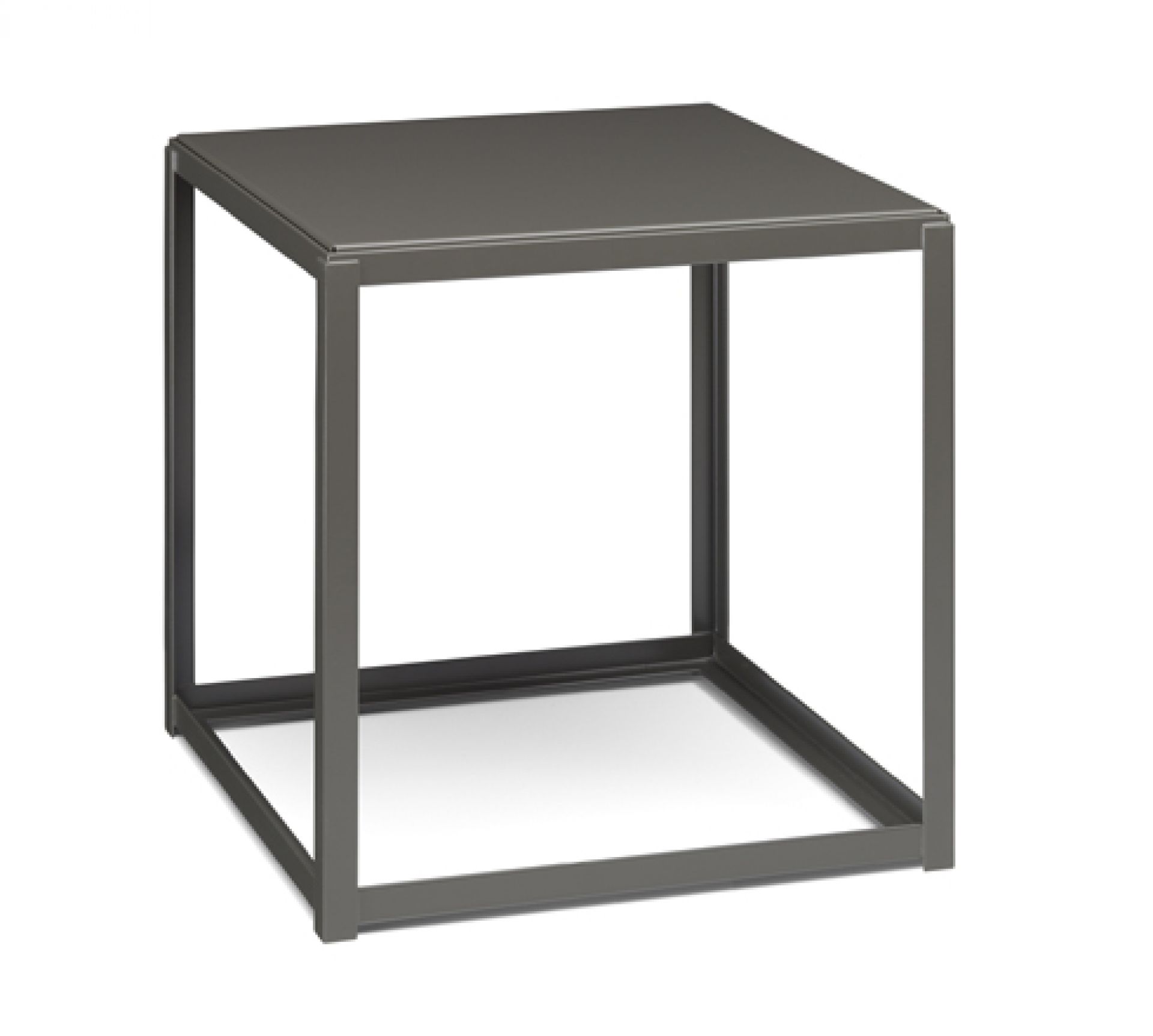 FK12 Fortyforty Beistelltisch von e15 mit tiefschwarzem Gestell, minimalistisches Design für Wohnzimmer und Schlafzimmer.