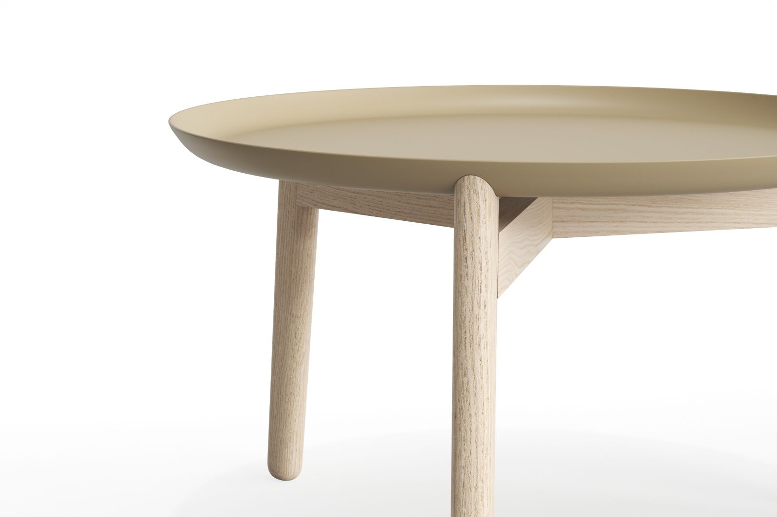 Detailaufnahme: Plaisir Beistelltisch mit Aluminium-Tischplatte und Holzbeinen, ideal als kleiner Couchtisch oder Nachttisch.