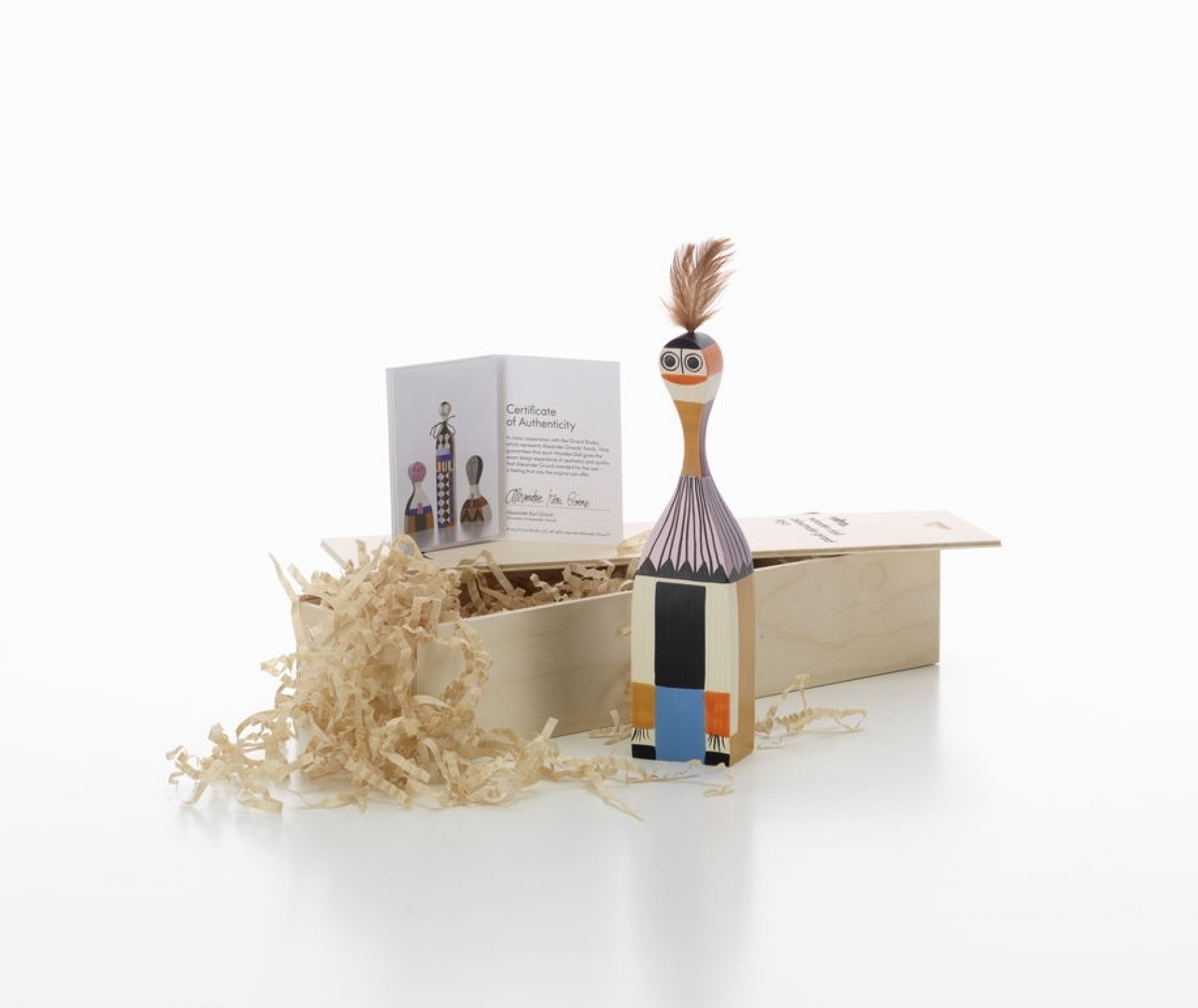 Vitra Wooden Doll Holzfigur mit Echtheitszertifikat und Holzkiste, dekorative Sammlerfigur aus Holz.