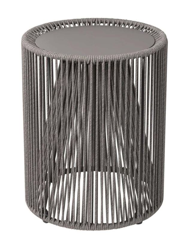 Blomus Rope Beistelltisch, grauer Outdoor-Tisch mit Seil-Design, H 43 cm, modernes Möbelstück.