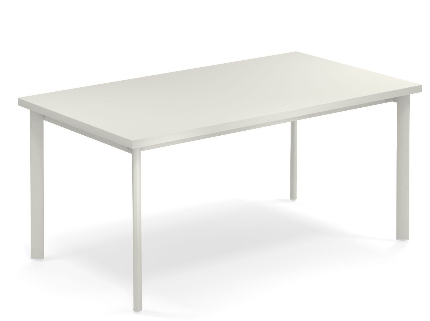 Heller Star Tisch von Emu für den Außenbereich, rechteckig mit minimalistischem Design und Stahlgestell.