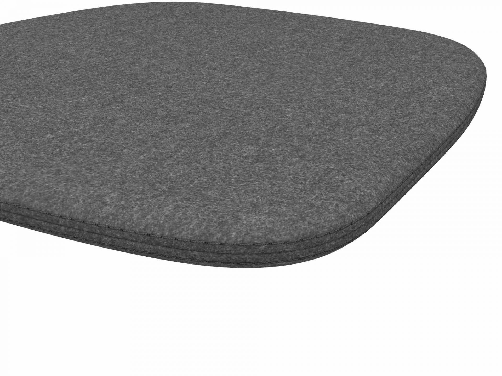 Graue Vitra Soft Seats Typ A Sitzauflage, bequeme Polsterung für Stühle, Detailaufnahme.