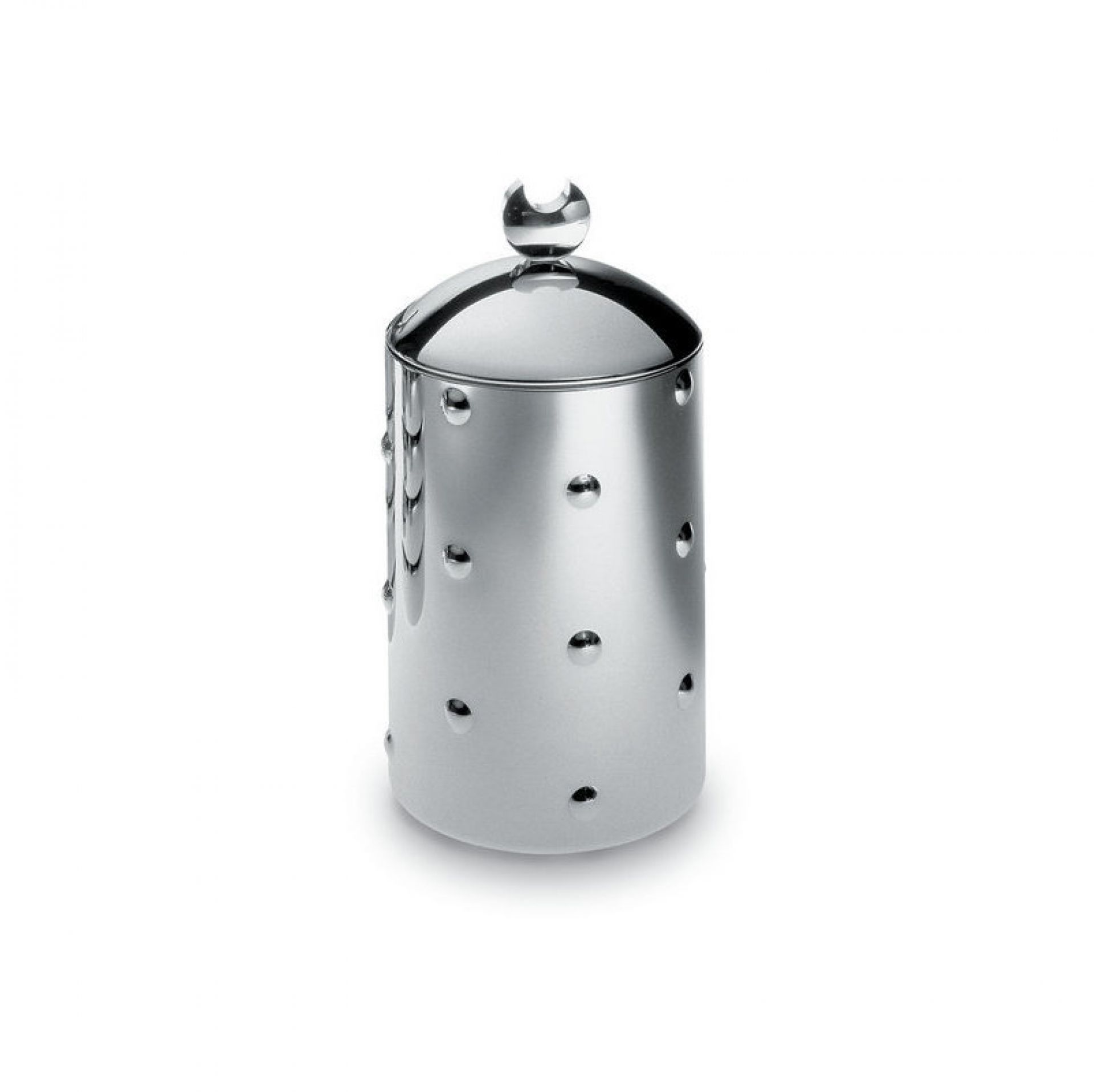 Alessi Kalisto Küchendose aus Edelstahl mit Deckel und Noppen, Vorratsdose für Küche.