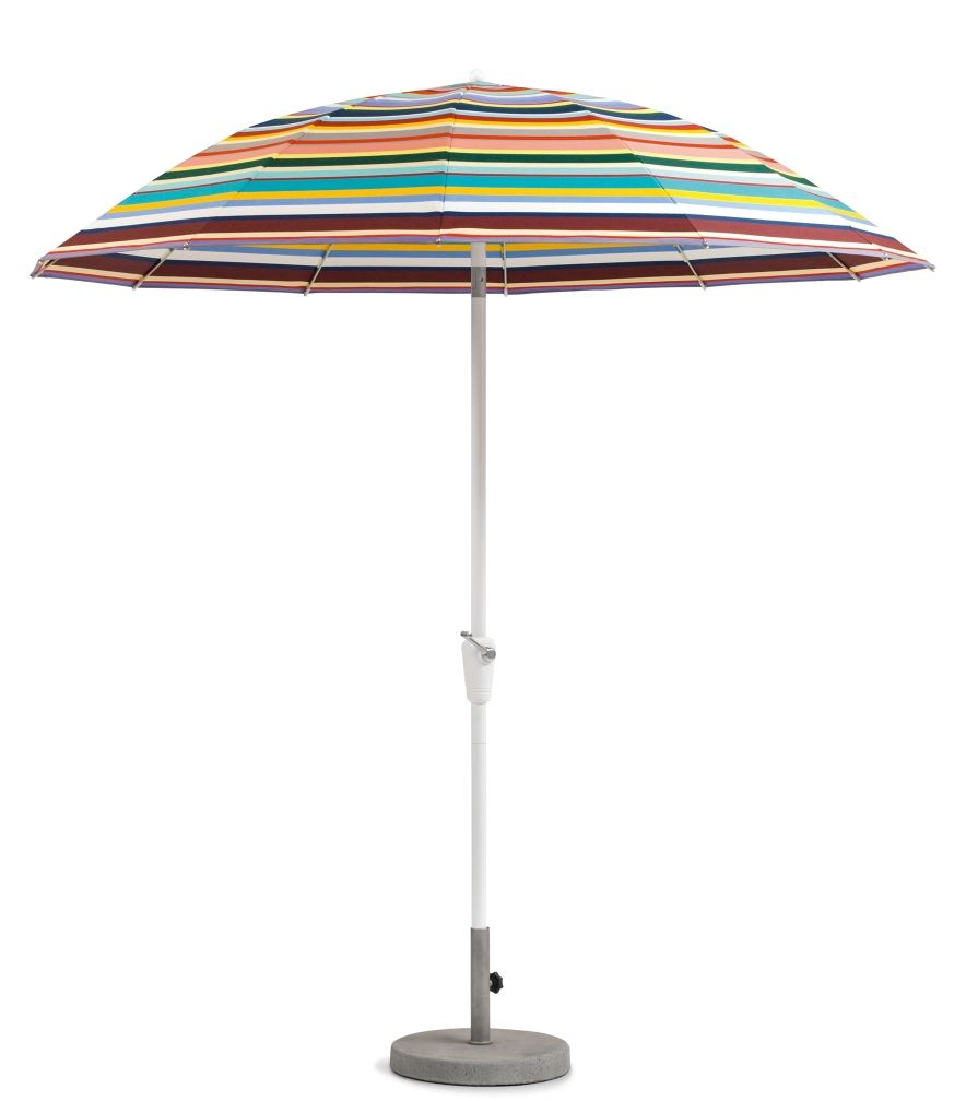 Weishäupl Pagodenschirm mit farbenfrohem Streifenmuster, ideal als Sonnenschirm für Garten und Terrasse.