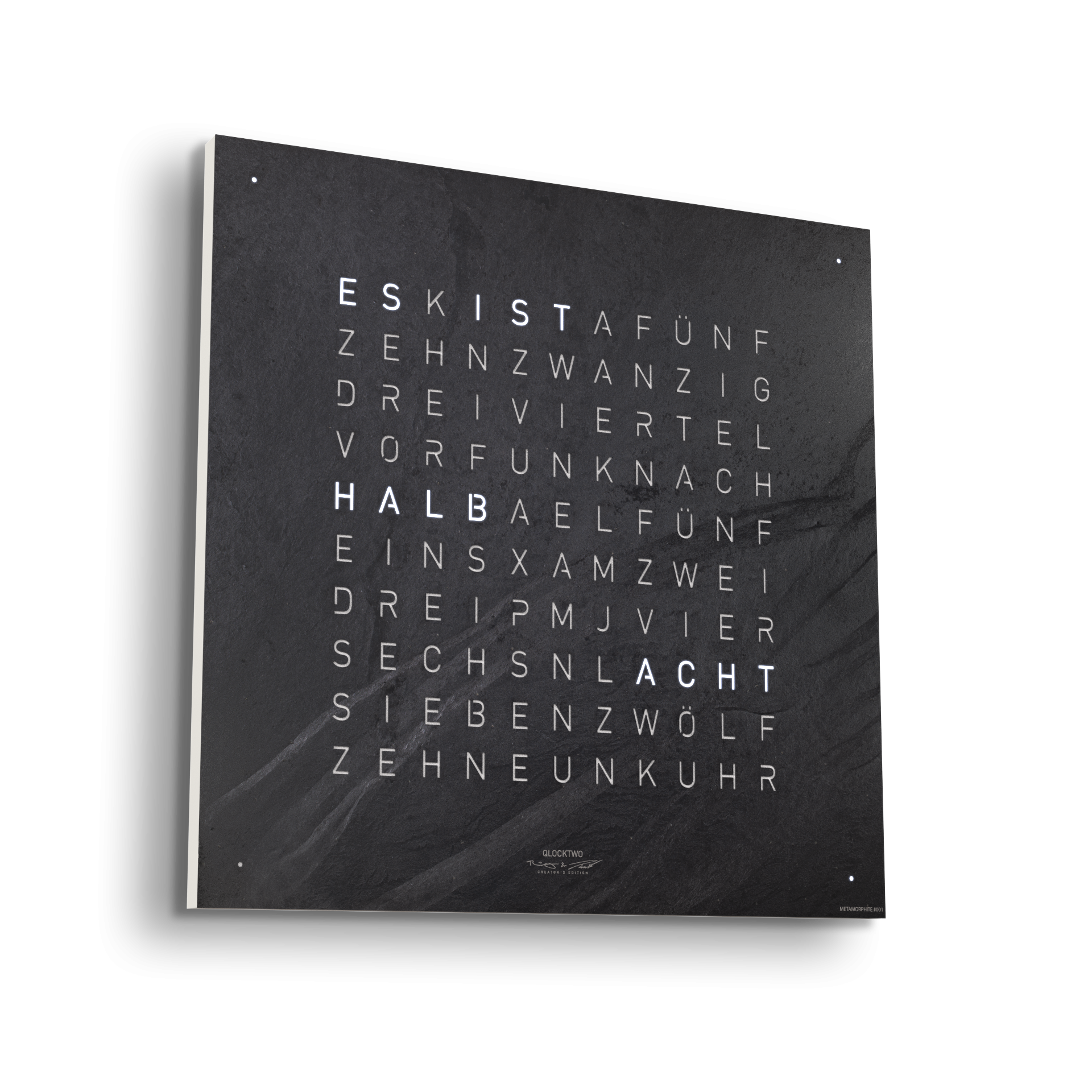 Earth 45 Creator's Edition wandklok / Tijdsobject Duits QLOCKTWO