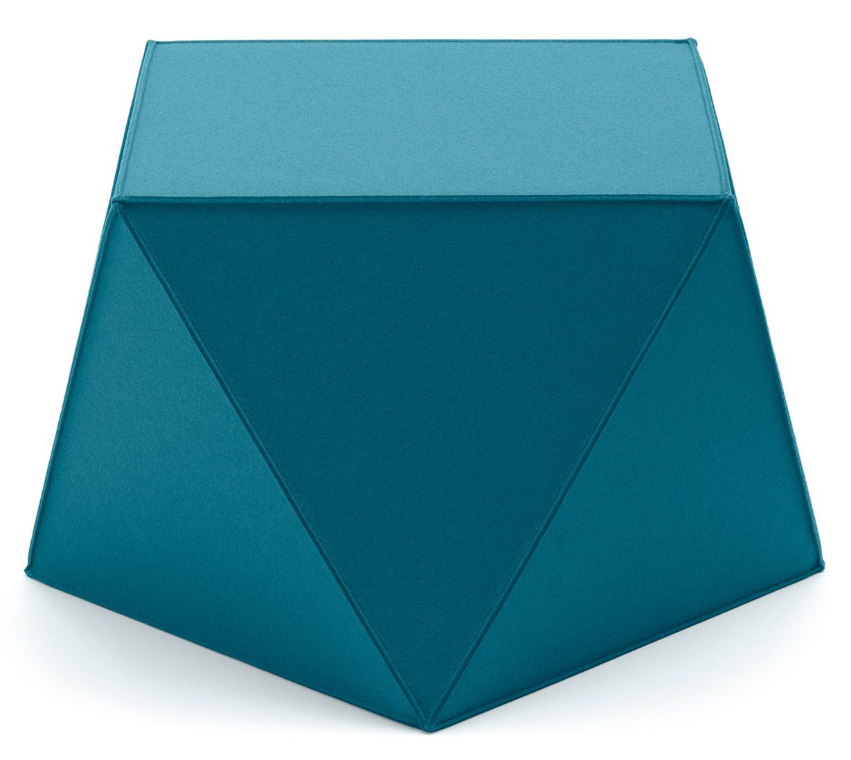 Blauer Diamond Sitzhocker von HEY-SIGN by BWF Group, moderner Filzhocker in geometrischer Form.