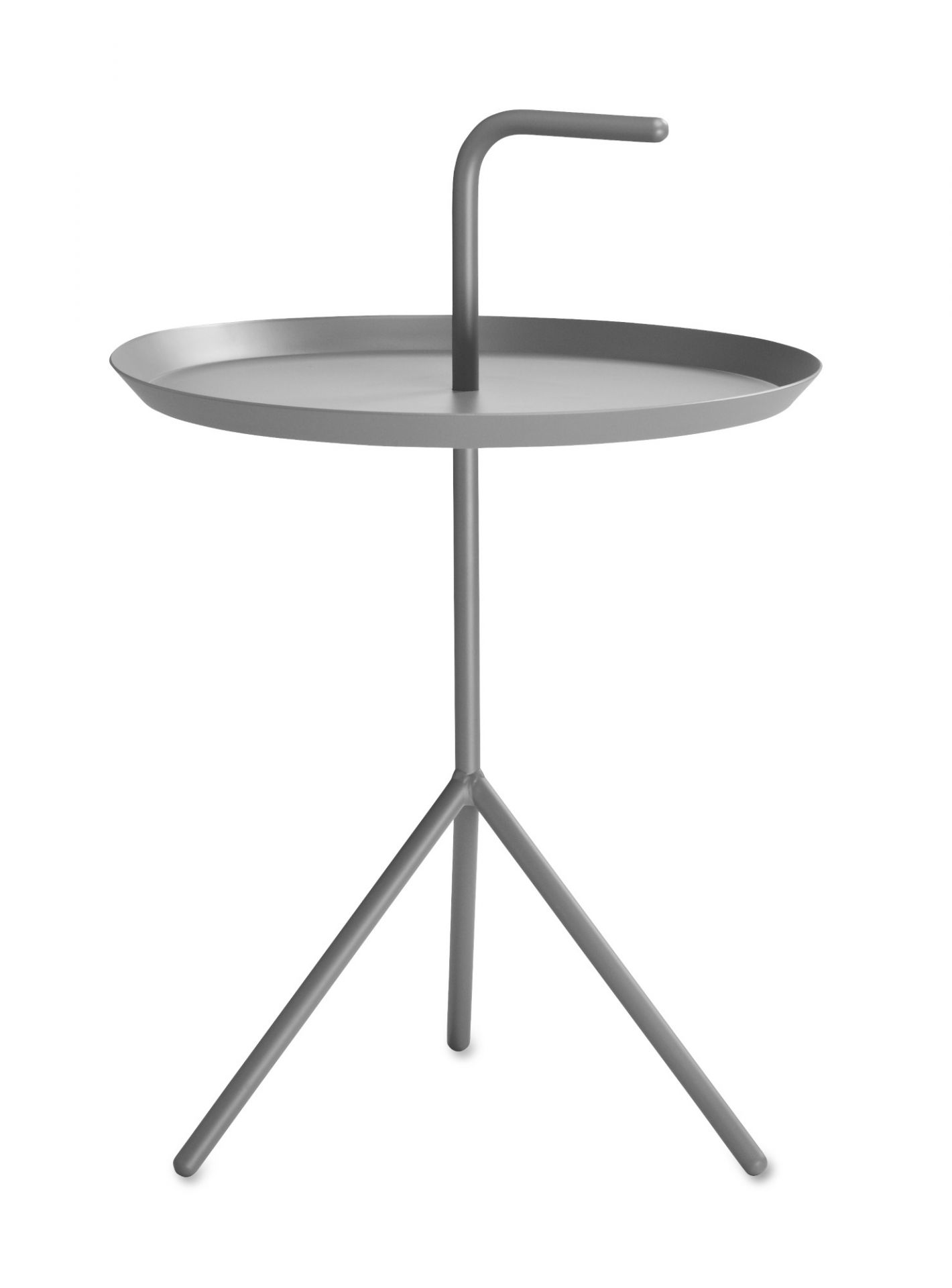 Grauer DLM Beistelltisch von Hay mit Griff und drei Beinen, modernes Design.