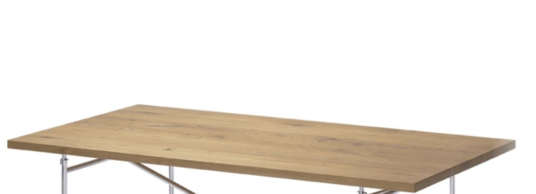 Eiermann Tischplatte aus Massivholz mit Metallgestell, ideal als Schreibtisch oder Esstisch.