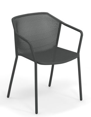 Emu Darwin Armlehnenstuhl in Antik Eisen: Moderner Metallstuhl für Garten und Terrasse.