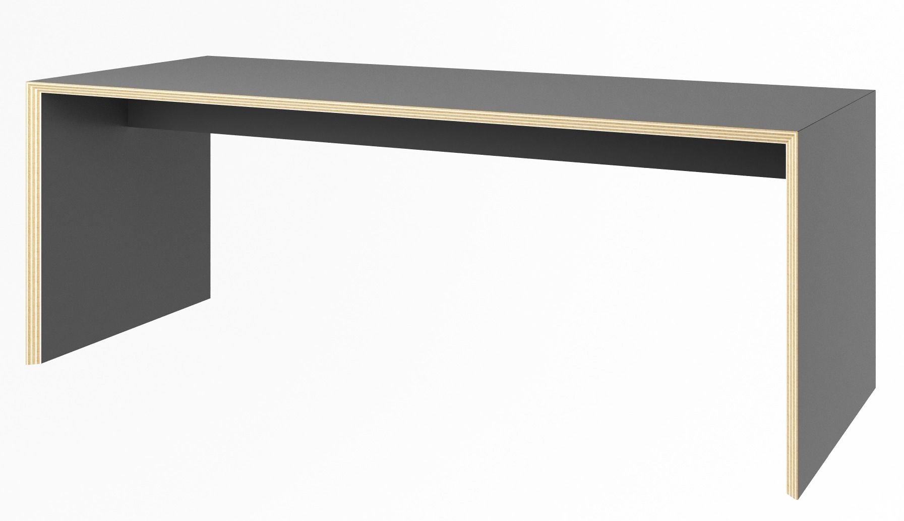 Graue Bridge Sitzbank/Beistelltisch von Müller Möbelwerkstätten, minimalistisches Design, ideal als Ablage oder Sitzgelegenheit im modernen Wohnraum.
