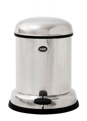 Edelstahl Treteimer von Vipp, 8 Liter Fassungsvermögen, für Bad oder Küche.