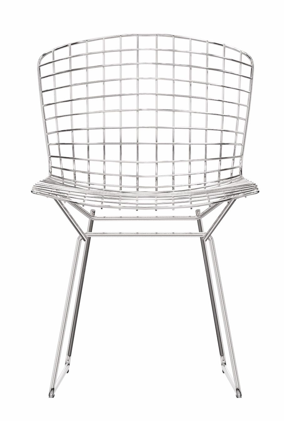 Bertoia Stuhl: Drahtstuhl ohne Polsterung von Knoll International, Ansicht von vorne. Designklassiker.