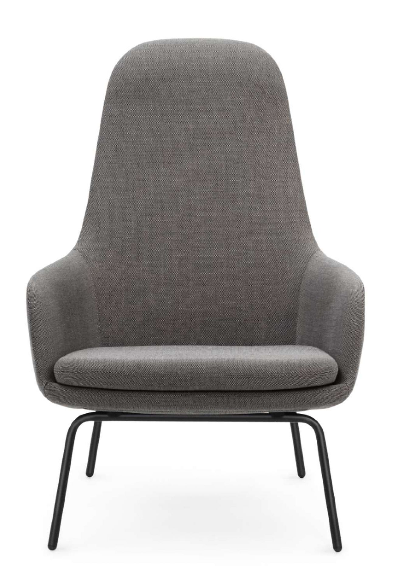 Grauer Era Lounge Chair Sessel von Normann Copenhagen mit hoher Rückenlehne und schwarzem Metallgestell.