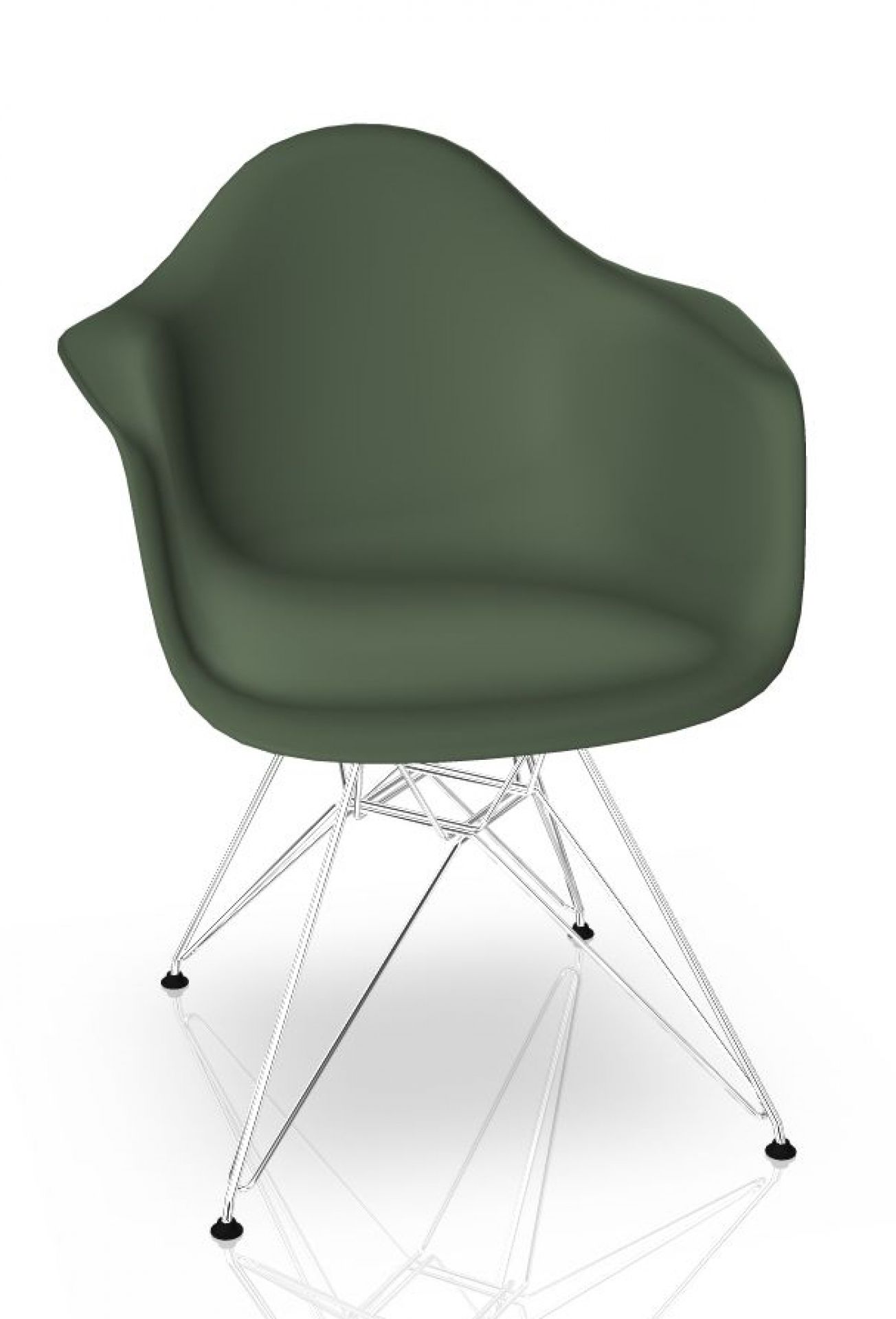 Eames Plastic Arm Chair DAR in Forest mit verchromtem Gestell, moderner Designklassiker.
