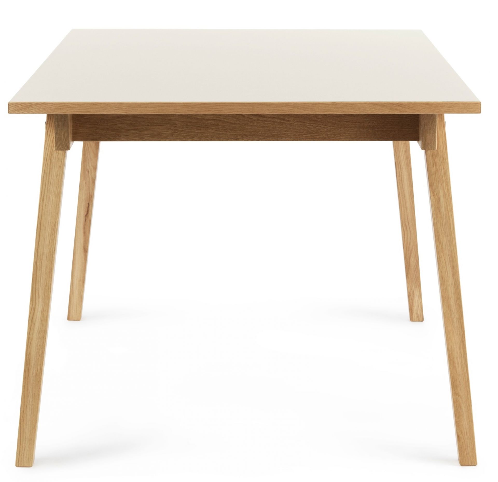 Slice Tisch von Normann Copenhagen: Rechteckiger Esstisch mit Linoleumplatte und Holzbeinen.