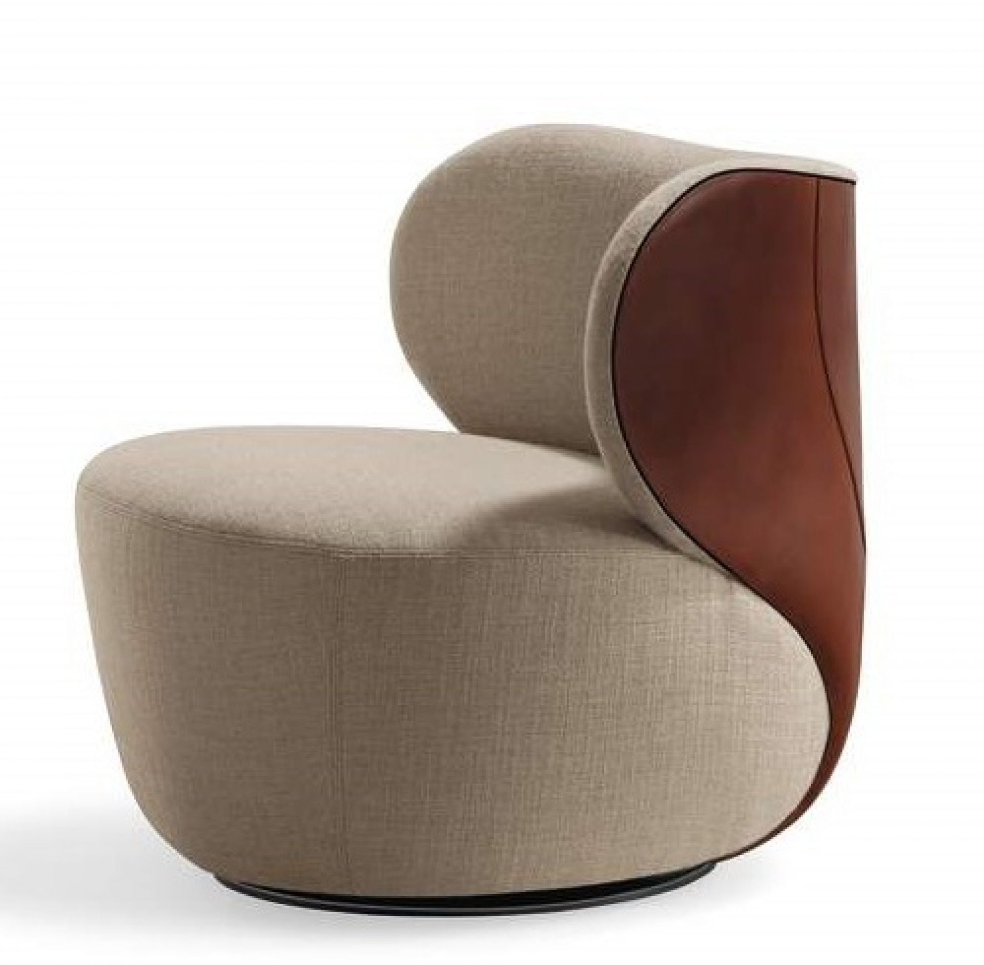 Bao Sessel von Walter Knoll, moderner Loungesessel mit Stoffbezug und Lederakzent.