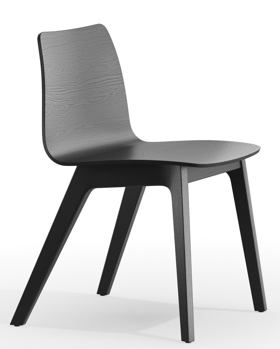 Morph Plus Holzstuhl von Zeitraum, schwarzer Holzstuhl mit minimalistischem Design für Esszimmer und Wohnbereich.