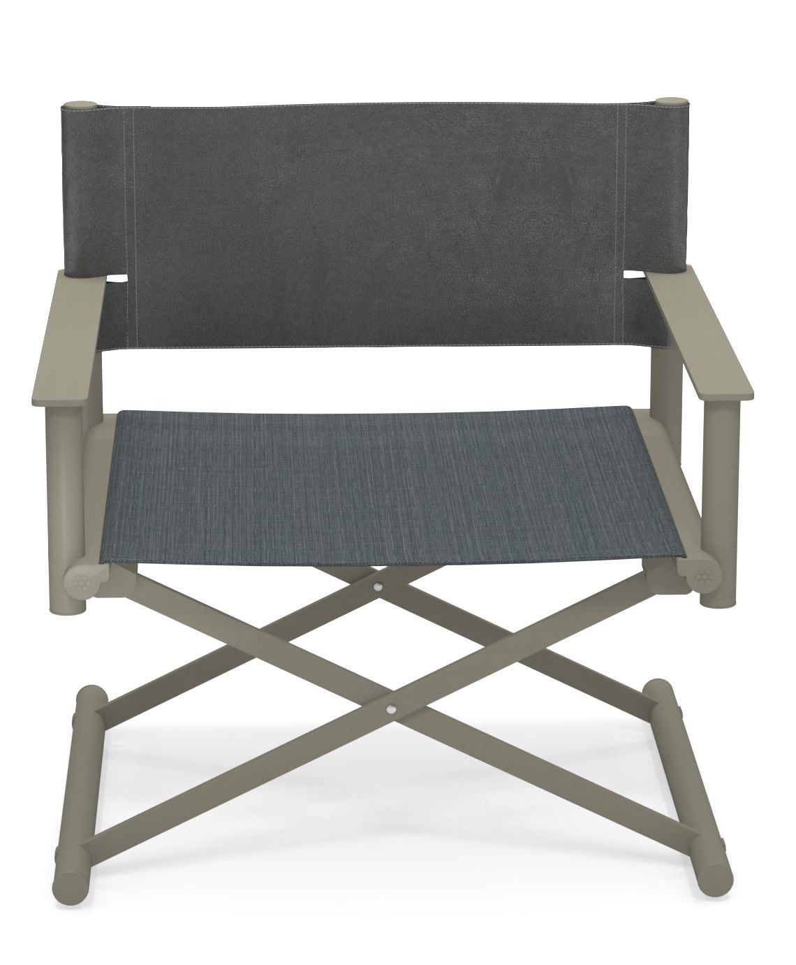 Terra Lounge Chair Sessel Outdoor Emu, grauer Regiestuhl für Garten und Terrasse, bequemer Outdoor-Sitzplatz.
