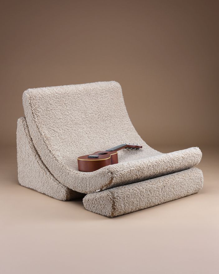 Mond kinderfauteuil Teddy-stof Wigiwama