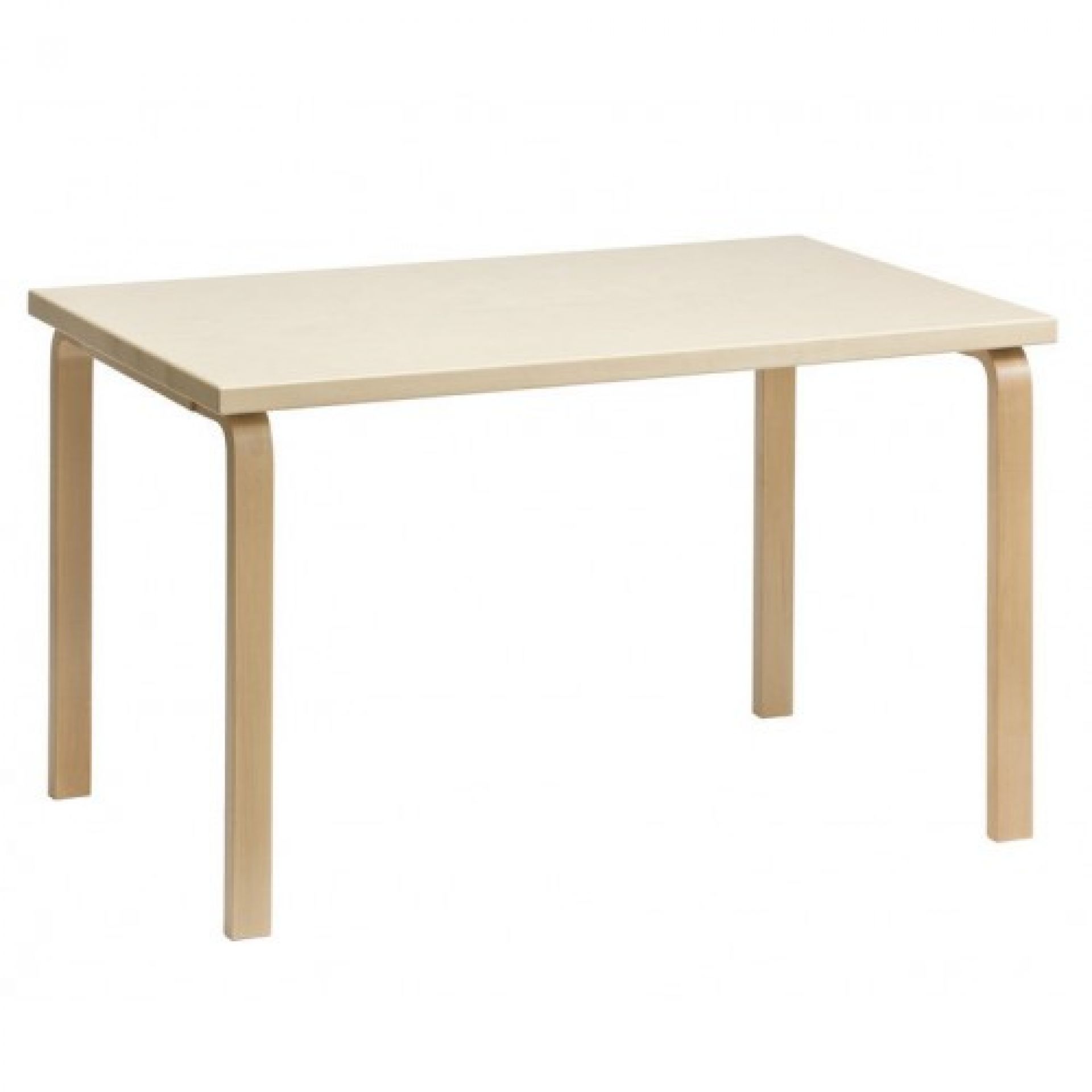 Heller Artek Tisch 81B aus Holz mit rechteckiger Tischplatte und gebogenen Beinen.