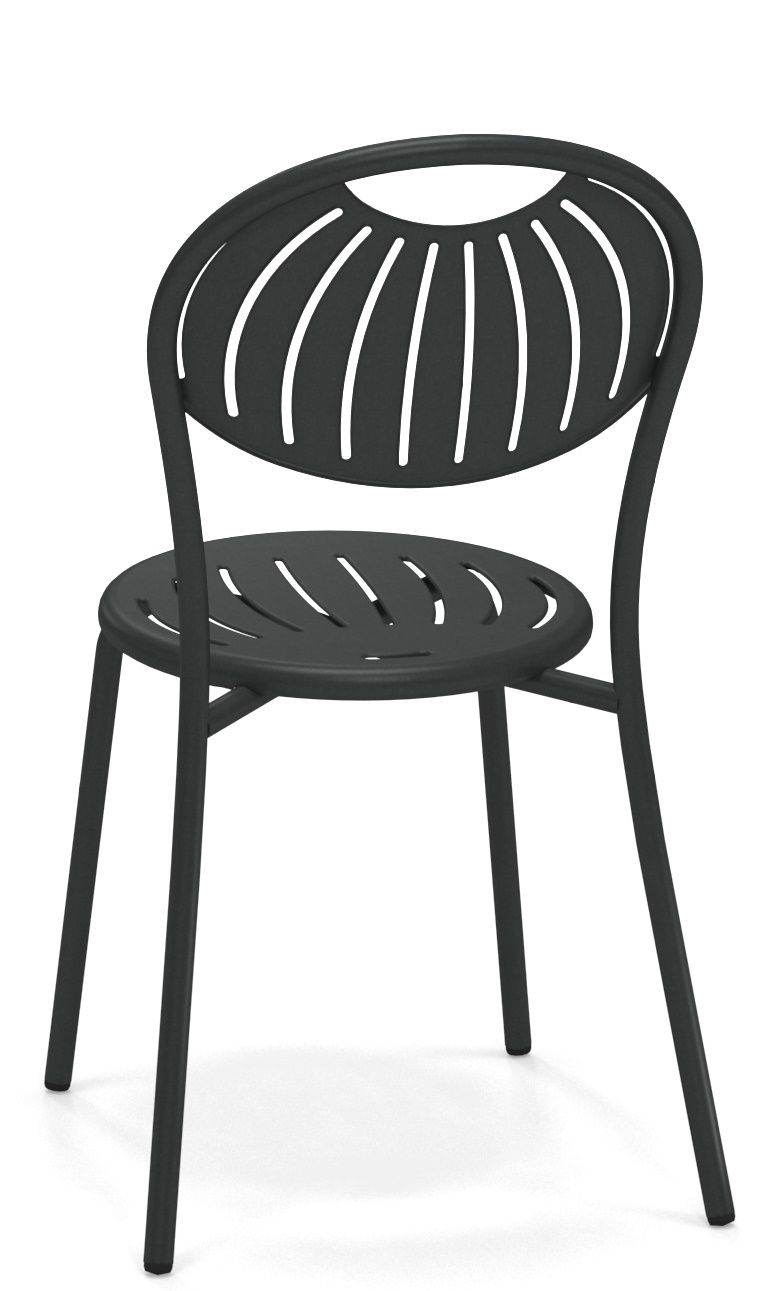 Schwarzer Coupole Stuhl von Emu für den Außenbereich, moderner Gartenstuhl mit filigranem Design und Stahlgestell.