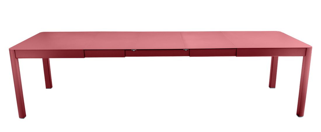 Roter Fermob Ribambelle Gartentisch ausziehbar, ideal für den Außenbereich und stilvolle Terrassenmöbel.