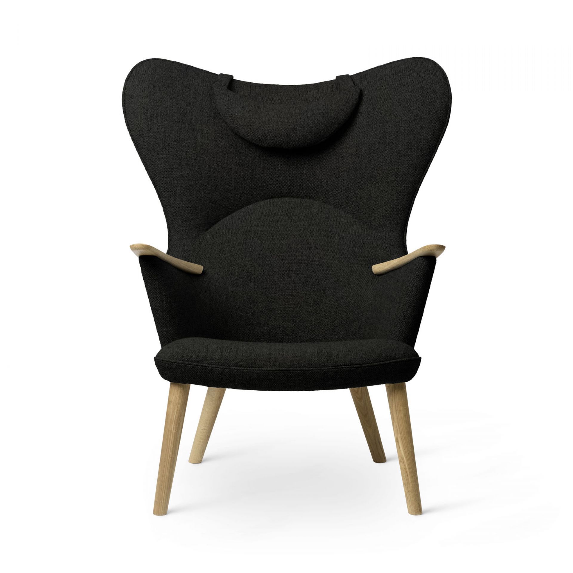 Schwarzer CH78 Mama Bear Sessel von Carl Hansen & Søn mit hellen Holzbeinen. Lounge Sessel.