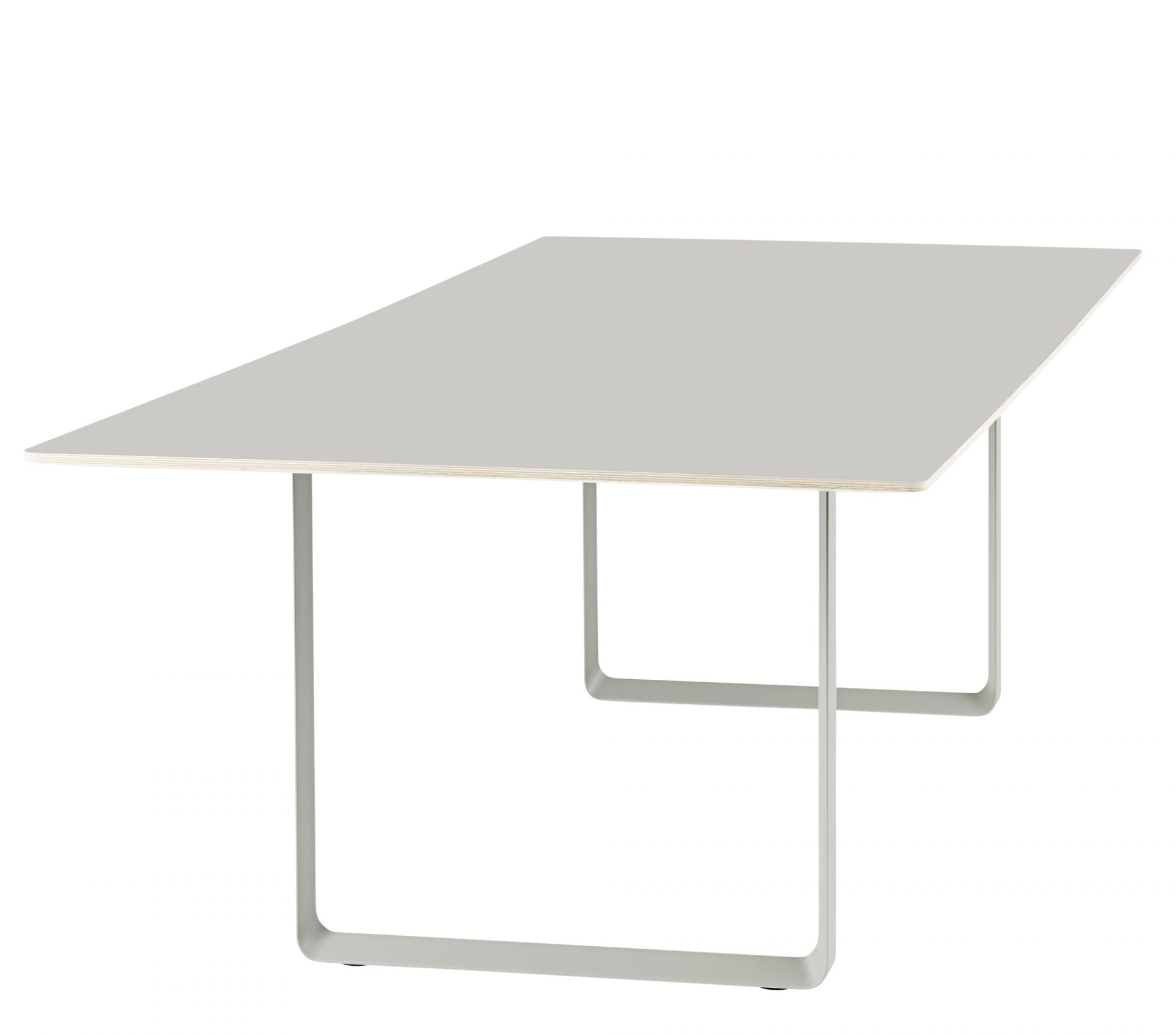 Heller Muuto 70/70 Table Esstisch mit rechteckiger Tischplatte und minimalistischem Stahlgestell für Esszimmer und Büro.